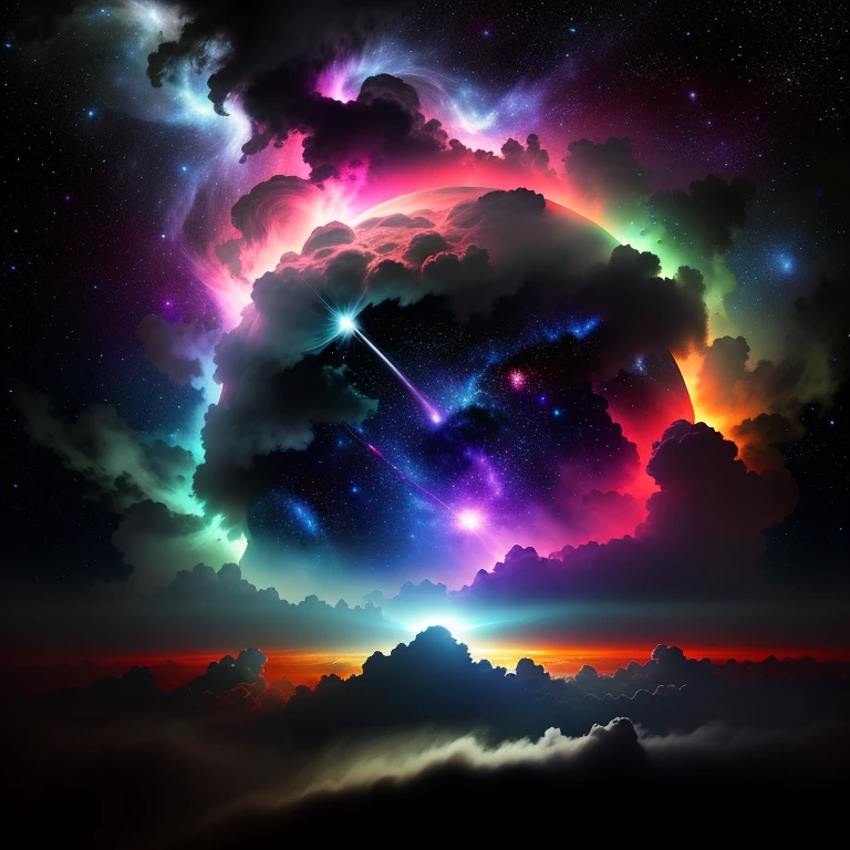 Nahaufnahme eines Sterns in der Mitte einer Galaxie, Der Nebel explodiert, Epischer Nebel, leuchtender Nebel, Dramatischer, powerful fog, Kosmische Nebel, dramatischer Sonnenuntergangsnebel, Ein Nebel, der heftig explodierte, Nebel im Universum, Weltraumnebel, Sternenwolke, The beautiful nebula was born, Explodierender Nebel, Nebelwolken, Bunter Nebel, Nebel am Himmel,bunter