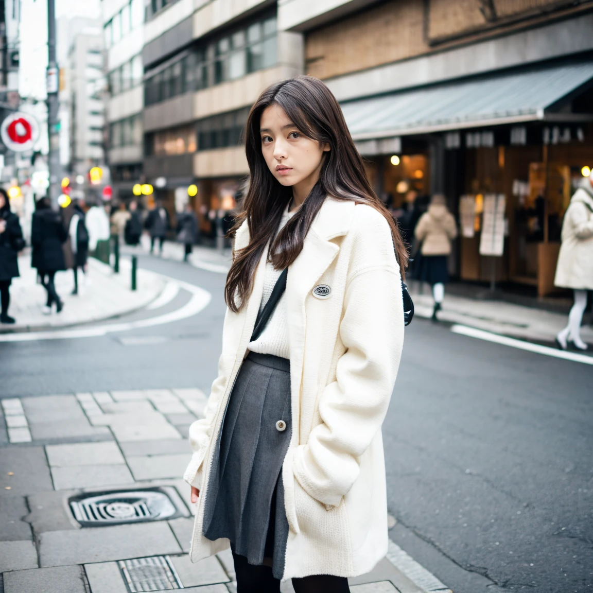 skirt rift、(colorful underwears、Duffel coat、Uniform skirts)、(realisitic、Photorealsitic、ultra-detailliert、Highest Details Skins、top-quality、masterpiece、超A high resolution)、Cute Japan Woman、sixteen years old、hi-school girl、younggirl、no-makeup、2 girls in、I have bangs、二重まぶた、drooing eyes、Realistic skin type、inside in room、abdominals、thighs thighs thighs thighs、Winters、in a street、Embarrassed look、troubled look、It's snowing
