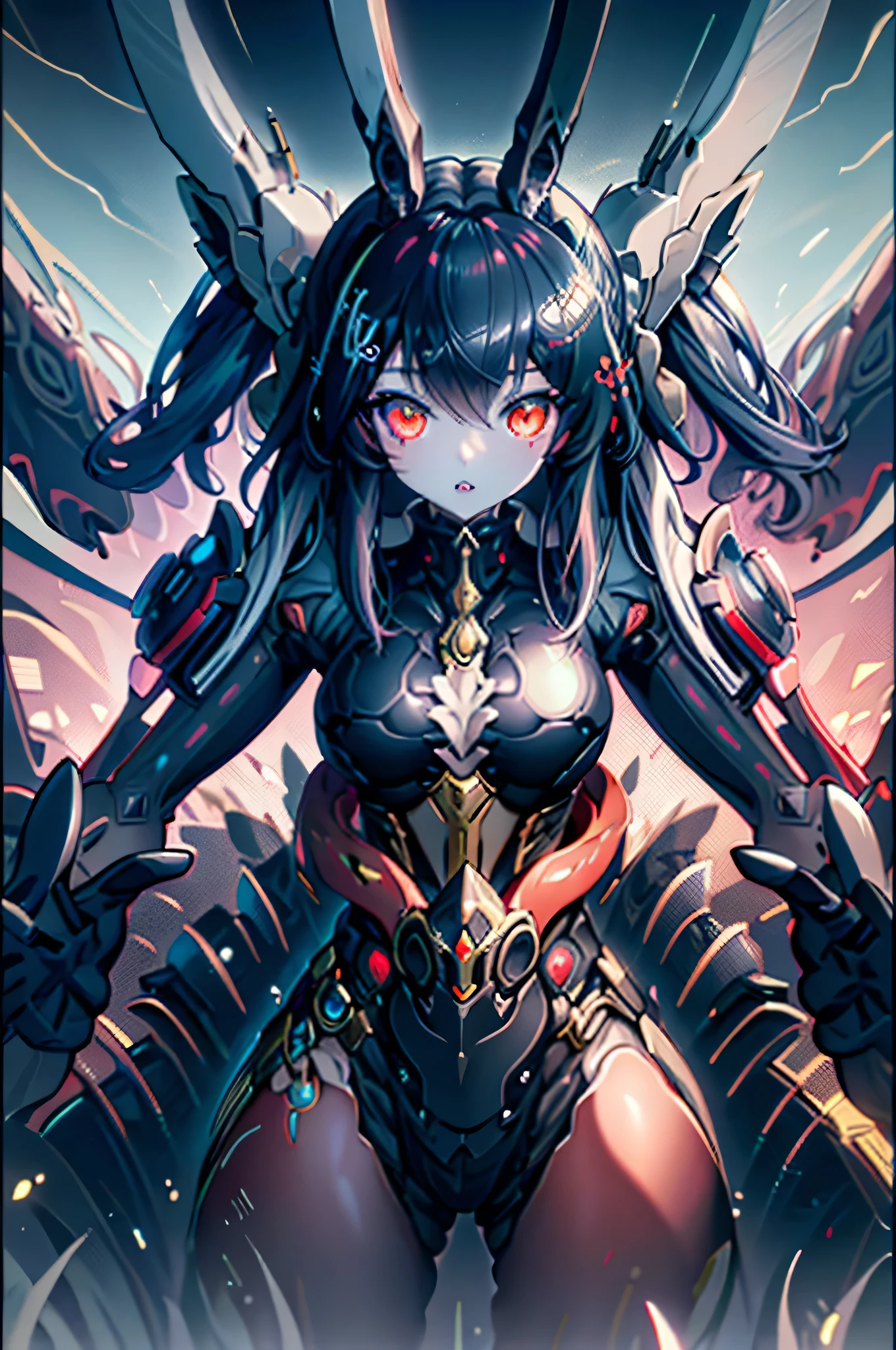 (((outstretched hands, out stretched fingers, outstretched fingers))) black hair, bare shoulder, red eyes, very long hair, cleavage, large breasts, dress, showgirl skirt, high-leg, cleavage cutout, tiara, bare thighs, gauntlets, bare shoulder, bare nails, bare fingers, bare hands, good hands, best hands, Correctly aligned fingers, extremely detailed hands and fingers, ultra detailed hands and fingers, super detailed hands and fingers, perfect female hands and fingers, biologically accurate hands and fingers, 4 fingers and 1thumb accurate hands and fingers, beautiful hands and fingers, hands and fingers drawing, human hand and fingers, perfect arrangement of fingers, detail focus hands, perfection hands, better hands, adult face, fearless face, both arms, two arms, both hands, two hands, super fine illustration, masterpiece, masterwork, by famous artist, official art, ultra high res, best quality, high quality, Hand, detailed, perfect, perfection , hands, both hands is Thumb and index finger and middle finger and ring finger and little finger, even hands, panties, thighhighs, symmetrical bangs, gleaming skin, oil skin, shiny skin, wet skin, sweat, rouge, exquisite, beautiful,cg unity 8k wall paper, perfect face, ultra detailed beautiful face, perfect nose, perfect mouth, clear eyes, light eyes, perfect eyes, symmetrical eyes, even eyes, 16k, absurdres, perfect body, perfect anatomy, perfect proportion, perfect arms, perfect torso, symmetrical hands, symmetrical arms, reaching down fingers, reaching down arms, reaching down hands, spread fingers, good hands, best hands,