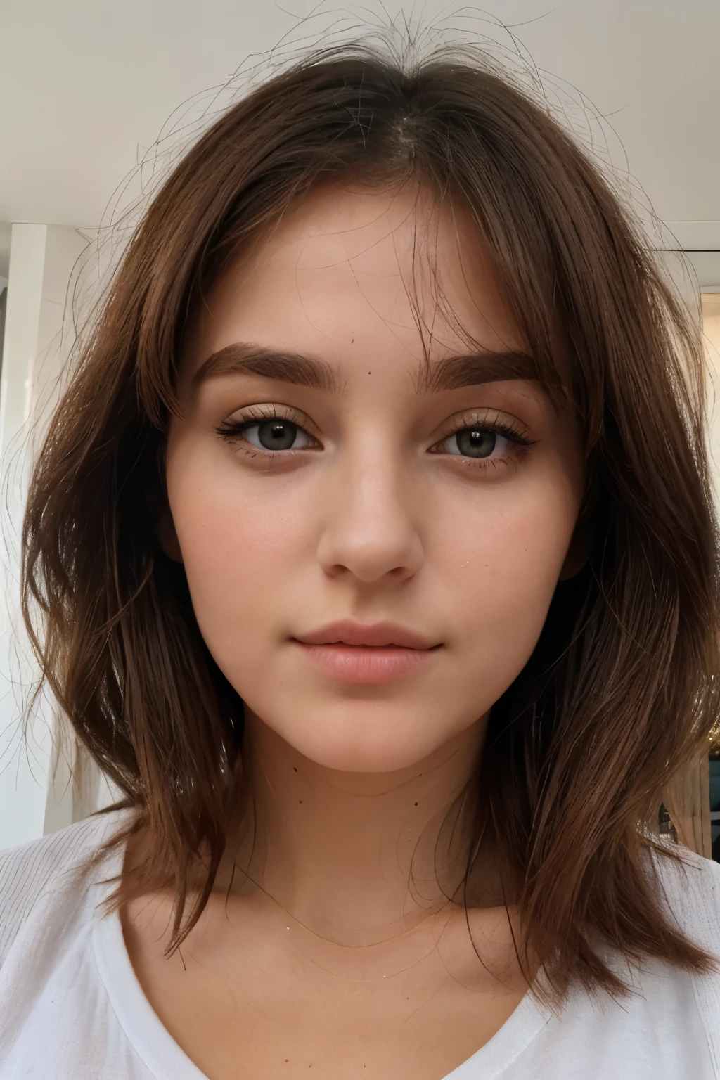 visage realiste d'une femme brune européenne en gros plan