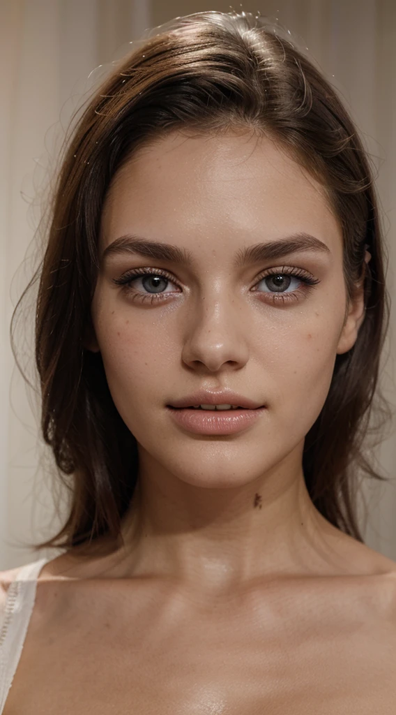 ((best quality)), ((masterpiece)), (detailed), perfect face realistic photo of beautiful woman with long dark brown hair, Russian, influencer, light freckles, dark brown eyes, big lips, no makeup, insagram, posing for playboy