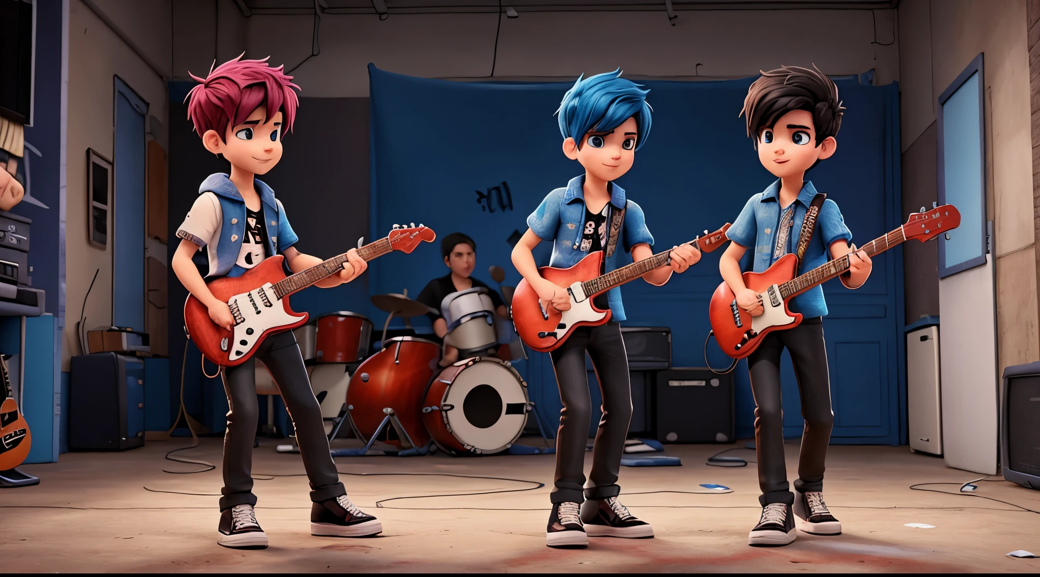 Punk Rock Boys playing guitar