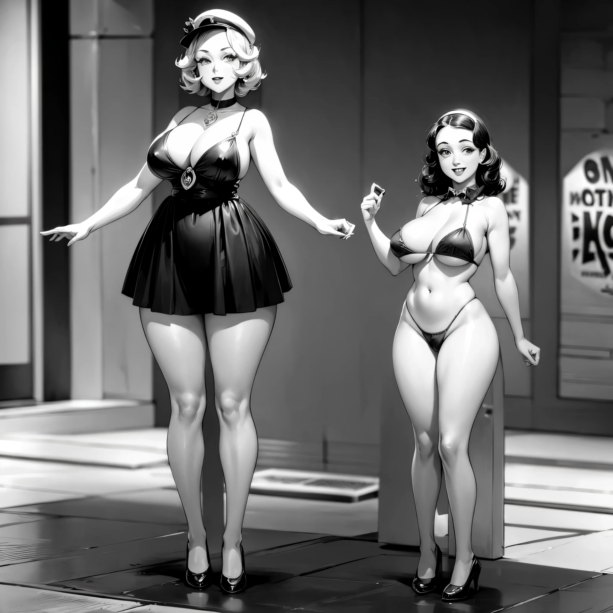 1930's, Beety Boop at the Movies, enormous tits, (full body:1.5)