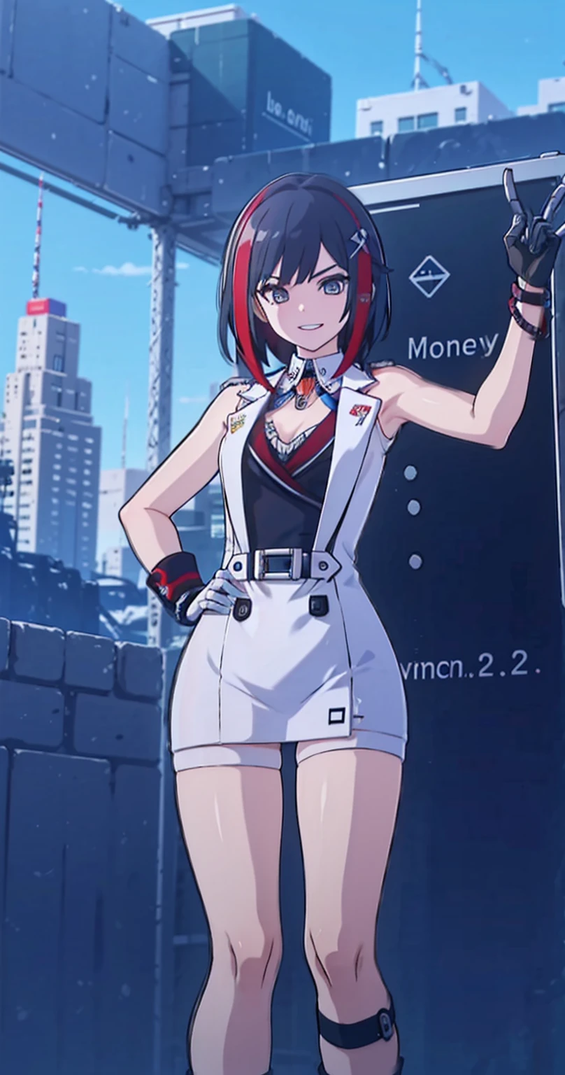A robot teacher with robotic arms and bionic eyes, Wearing a white lab coat and holding a holographic tablet, Stand in front of an interactive digital whiteboard, He demonstrated complex graphs and formulas, While teaching a class of students using augmented reality headsets and smart bracelets, In modern ones, Bright classroom, Windows showing futuristic cityscape with skyscrapers and aircraft.