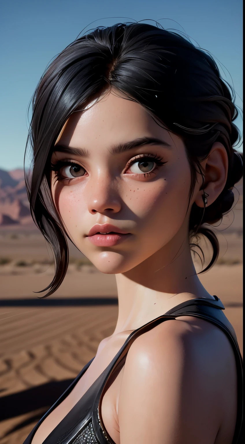 portrait of jortega looking at viewer, magazine cover, (masterpiece, extremely detailed skin, photorealistic, heavy shadow, dramatic and cinematic lighting, key light, fill light) in desert