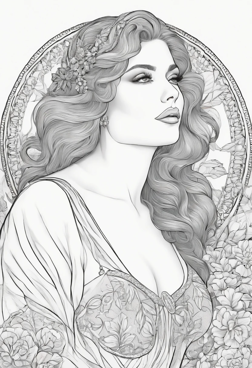 Coloring Line Art a stunningly beautiful woman