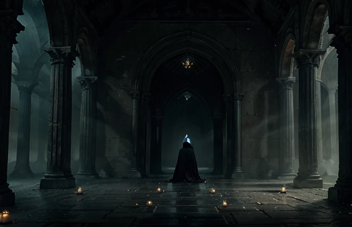 high quality,masterpiece:1.2,ultra-detailed,realistic,ghostly figure,gothic temple,wet floor,haunting atmosphere,dark and mysterious,ethereal,hauntingly beautiful,ominous lighting,subtle shadows,detailed architecture,ancient stones,spooky ambiance,misty atmosphere,faint whispers,evocative,gothic elements,sublime,whispering wind,twisted vines,aged and weathered,pale moonlight,melancholic,solemn,otherworldly presence,mystical aura,enchanted,slight gusts of wind,muffled footsteps,subdued colors,sublime beauty,serene silence,haunted temple,gloomy interior,sublime details,occult symbolism,element of mystery,atmospheric,transcendent,quiet reverence,phantom-like figure,aromatic incense,meditative.