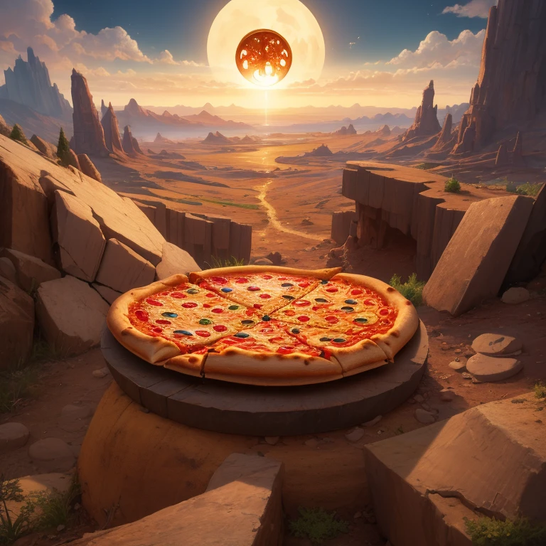 world after death, spiritual,landscape,pizza