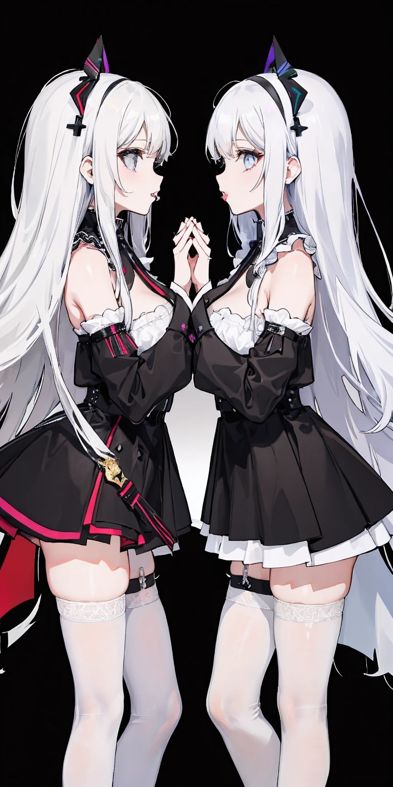 {twins},{{{{same character}}}},fight,{{fighting}},{{lesbian battle }},angry,glaring at each other,panties