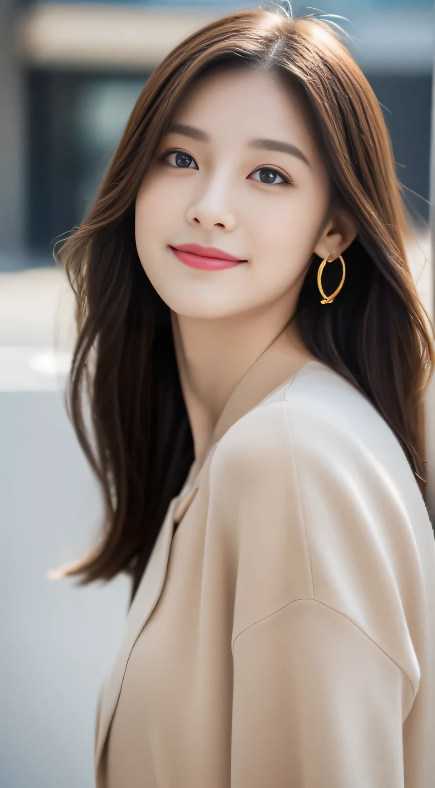 (((32K,very high res, high detailing, highly accurate,Masterpiece Girl 1))),Raw photo & realistic atmosphere,beautiful dark blue eyes,Detailed mouth,Glossy lips,Detailed eyebrows,Soft white skin that shines with every detail,,Eyes drawn in detail、Very beautiful eyes with azure eyes,Detailed lips、Very beautiful face,Very well-formed face、Lifelike face,shiny beautiful lips,Beautiful eyebrows,Infinite reality,Best design,(Insanely cute sober and modest Japan 22-year-old girl,,Toned body,thighs thighs thighs thighs,Slender legs,Beautifully shaped breasts,Very cute beautiful girl,Little Girl:1.5),Best Natural Makeup,Japanese ido,Korean Idols,Young Idols,Moist eyes,Dark beautiful eyes,Beautiful butt,beauty legs,,camel's foot,:1.3),超A high resolution、,Natural and realistic face,Back lighting,Pure eyes are too cute,(((photorealisim,Photograph the whole body))),,Reality Live Action,( earrings,Necklace Arm,Watches,Glossy nail art,Girlish clothes,Clothing with a dark color design image,Dress up your jacket elegantly and cutely,Blouse,beautiful skirt,Modest and beautiful fashionable fashion,Heel Shoes,Perm Medium Hair,独奏,Lori Kool,Smile faintly,glares,full body Esbian:1.7),(Show full-body fashion:1.8)