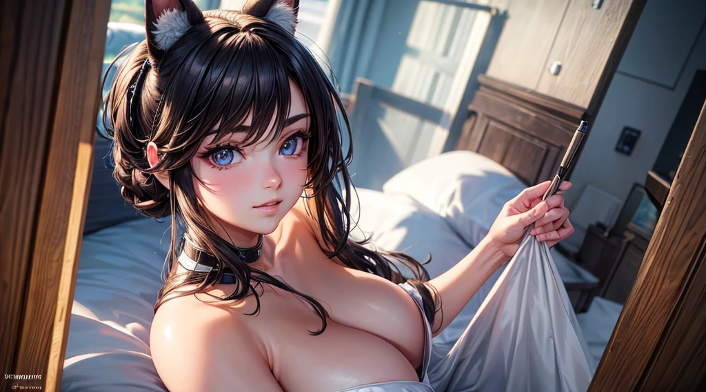 Cinematic footage, full medium closeup, a gorgeous 18-year-old kemonomimi woman soft pale skin, cute and youthful face, well-defined eyebrows, delicate nose, plump and round lips, ultra-detailed,
photo-realistic, depth of field, cinematic lighting, IMAX camera, HDR, DTM, Full HD, 8k, flared, medium breasts, slim, smile, standing, 8K picture quality, sexy seduction, realistic:1.37 long, flowing:1.1 luscious, plump:1.1
sparkling sequins:1.1 subtle, 0.9 soft, warm:1.1 best quality,4k,8k,highres,masterpiece:1.2, realistic,photorealistic,photo-realistic:1.37, ultra-detailed:1.1 busty animal ears, beautiful, detailed ears:1.1 best quality, 4k, highres,
masterpiece:1.2 detailed, piercing eyes:1.1 4k, 8k, highres, masterpiece:1.2 very three-dimensional: 1.2, (3D:0.5,realistic:0.5,photorealistic:0.5), (Sharp focus: 1.5), (sharp focus:1.2), (beautiful face:1.1), (eye makeup:1.2), (tight body:1.2), ((Masterpiece)), (highest quality))), ( Masterpiece:1.2), (Best Quality:1.3) (best quality:1.1), (8k, best quality, masterpiece:1.2 ((masterpiece, best))