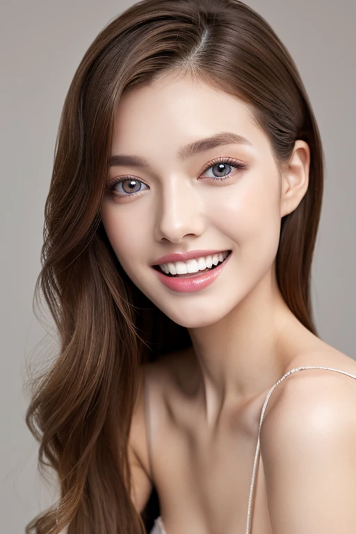 Fashion model 25 years old, [[[[gros-plan]]]], [[[[Chest]]]], [[[[Neck]]]], [[[[shoulders]]]], Perfect eyes, Perfect iris, Perfect lips, perfect teeth, Perfect Skin, Soft front light, Glow, nffsw, (Muted colors:1.2)