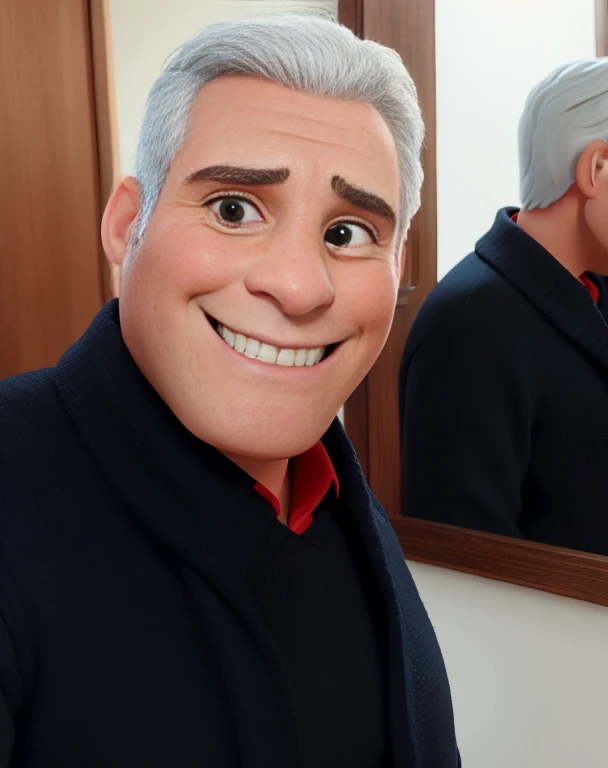 Um homem estilo Disney Pixar,sorrindo