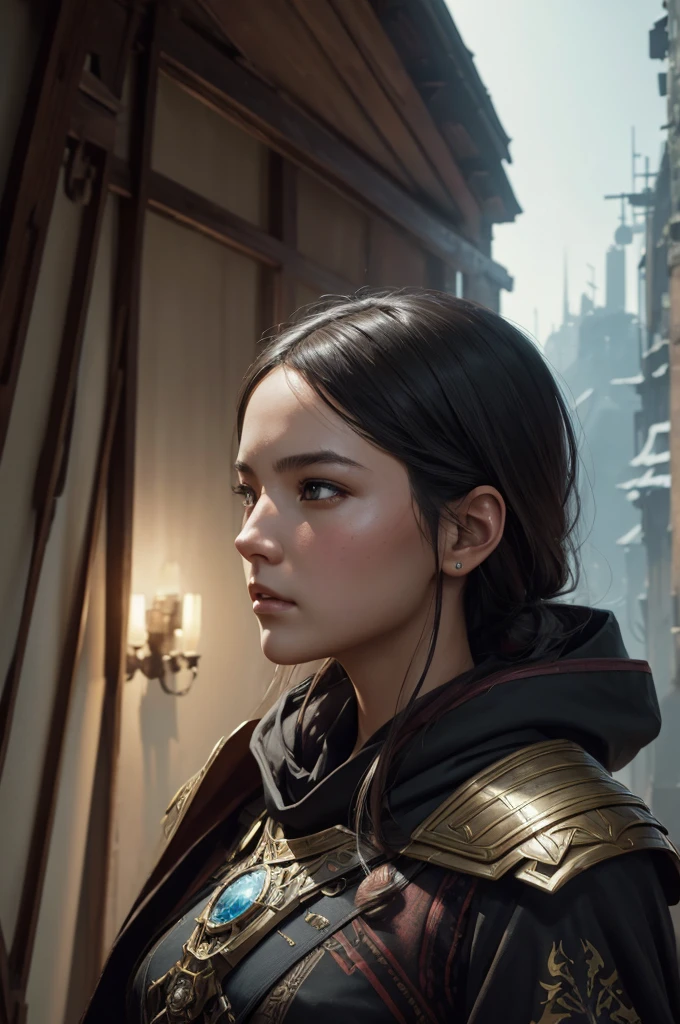 modelshoot style, (extremely detailed CG unity 8k wallpaper), full shot body photo of the most beautiful artwork in the world, cloak armor, professional majestic oil painting by Ed Blinkey, Atey Ghailan, Studio Ghibli, by Jeremy Mann, Greg Manchess, Antonio Moro, trending on ArtStation, trending on CGSociety, Intricate, High Detail, Sharp focus, dramatic, photorealistic painting art by midjourney and greg rutkowski