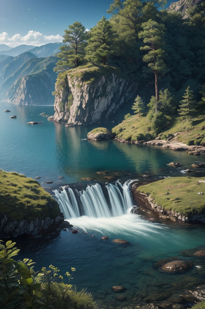 Quiet place, very pleasant, beautiful, calm, scenic. Photorealistic, 8K UHD, Studio Quality, Surreal, Maximum Detail, Large, Post-Processing, Realism, Photoshop, Photography, Detail, Cinema Lighting, Landscape, Panorama, Landscape, Ray Tracing, cinema4D
