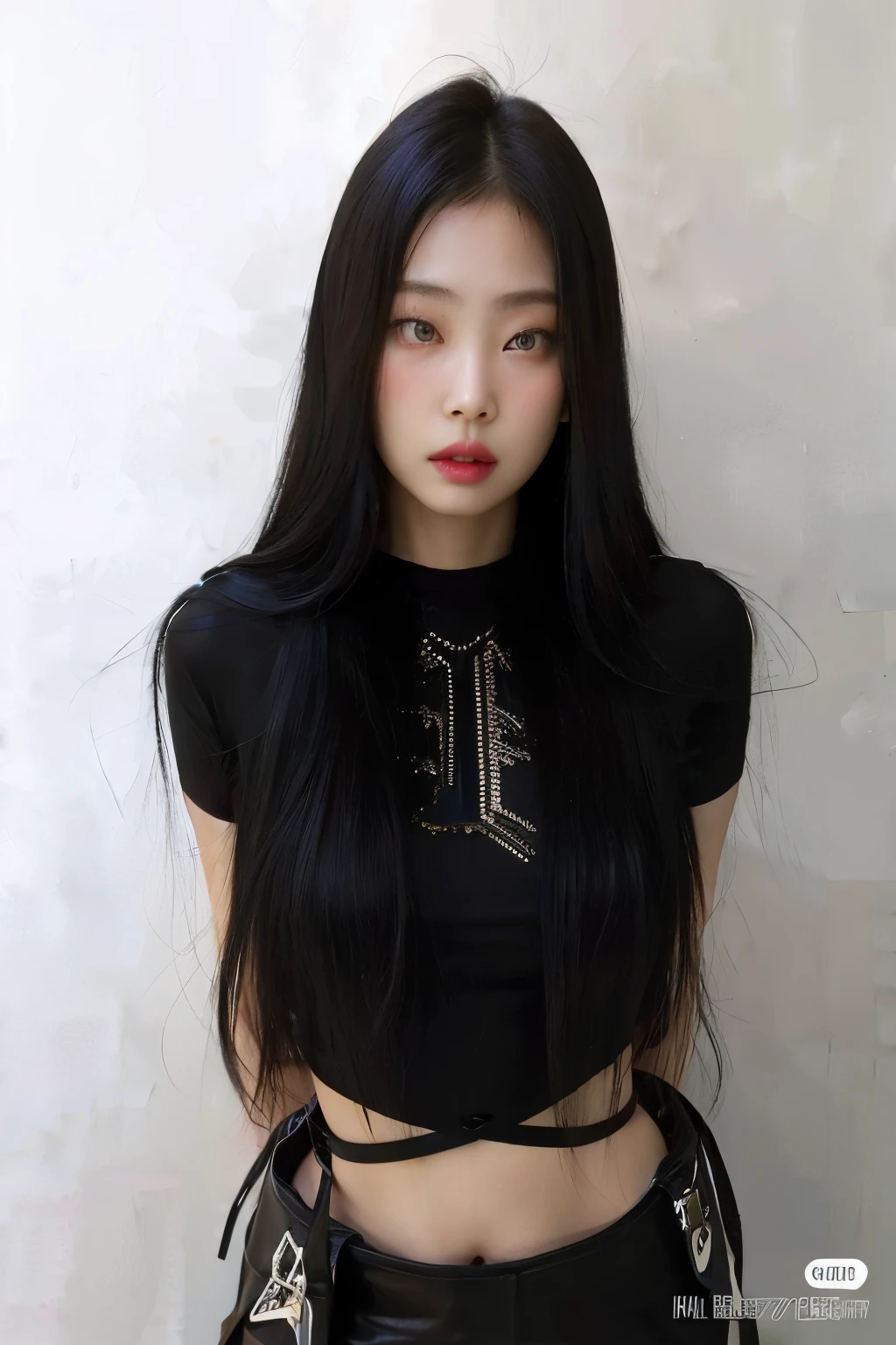 araffe asian woman with cabelos pretos longos wearing a black top, cruel korean goth girl, com longos cabelos escuros, cabelos pretos longos e finos, com cabelos longos, with cabelos pretos longos, cabelos longos escuros, com cabelos longos and piercing eyes, Cabelos longos de corvo, asian girl com cabelos longos, cabelos pretos longos, Ulzzang, cabelo longo preto, com cabelo preto liso