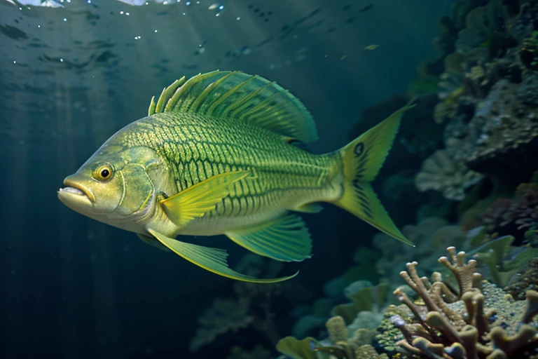 close-up of green fish underwater