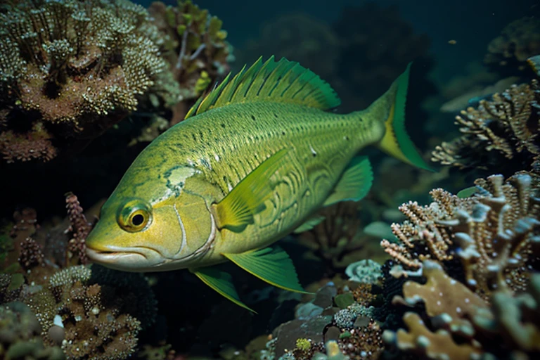 close-up of green fish underwater