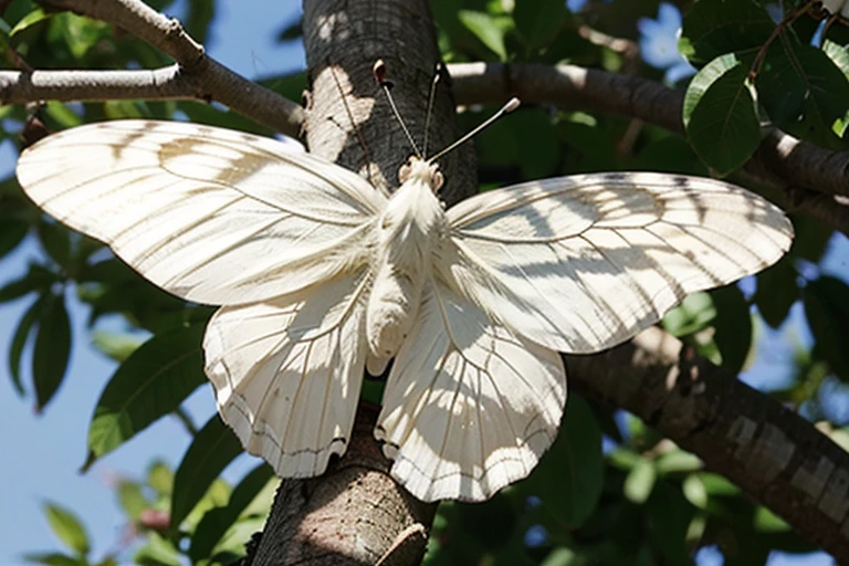 close-up of white butterfly perched on a tree