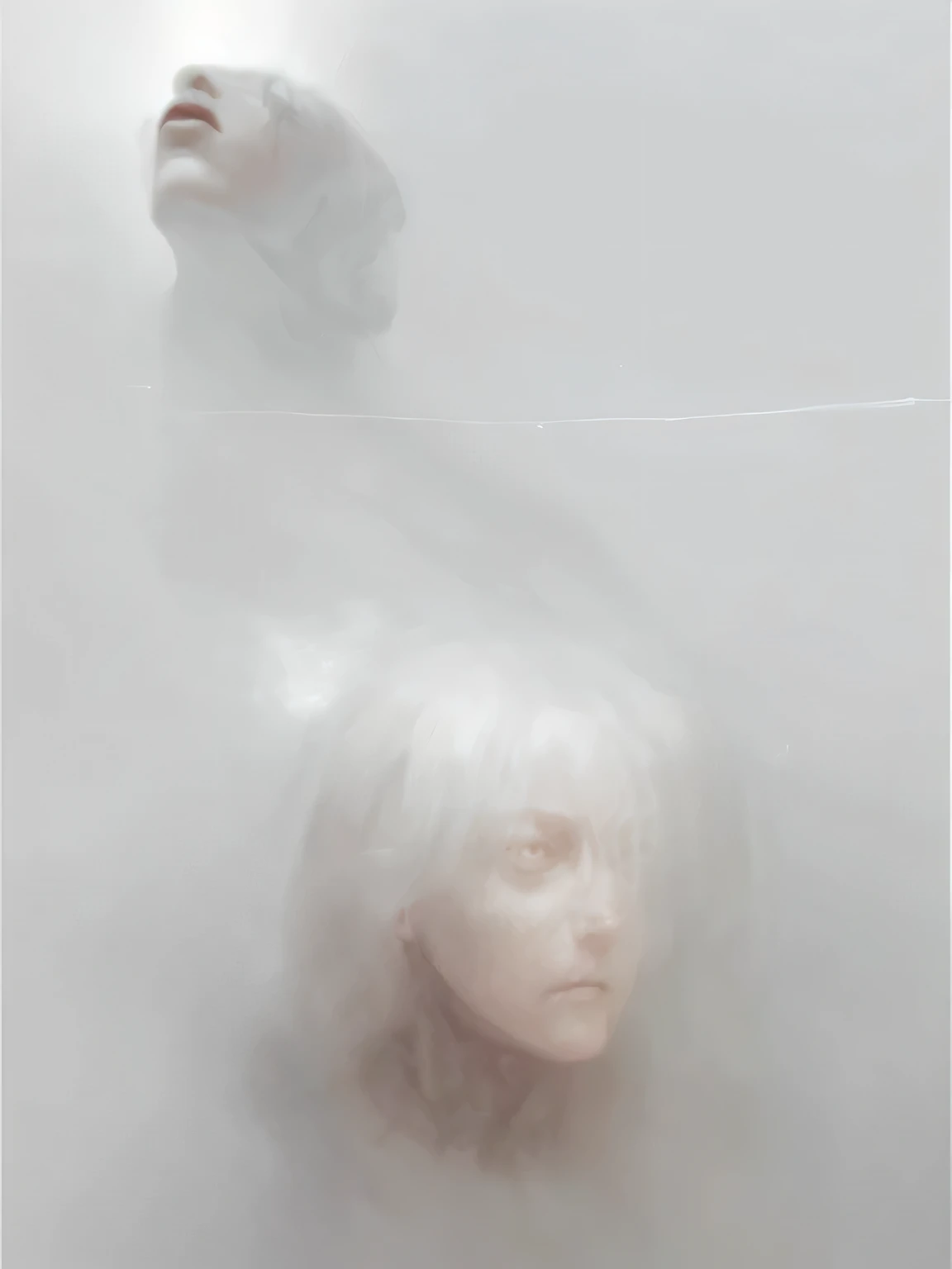 on graphite ， fine lines and graphite， concept-art，Human face made of glass with struggling expression，atranslucentbody，surrealism painting，black and what texture，Be wrapped