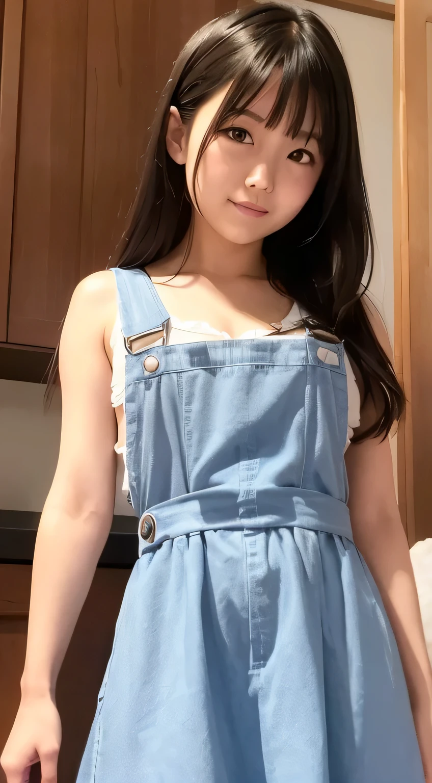 hightquality、masterpiece、ultra res、cute girl face、kitchin、barechested、pinafore、barechestedpinafore、full body Esbian、Famous actresses of Japan、Very beautiful face、A sexy