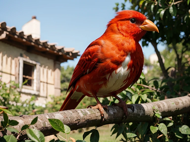 cute red bird perched outdoors