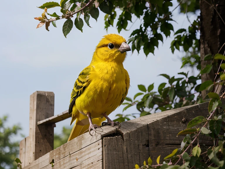 cute purple and yellow bird perched outdoors