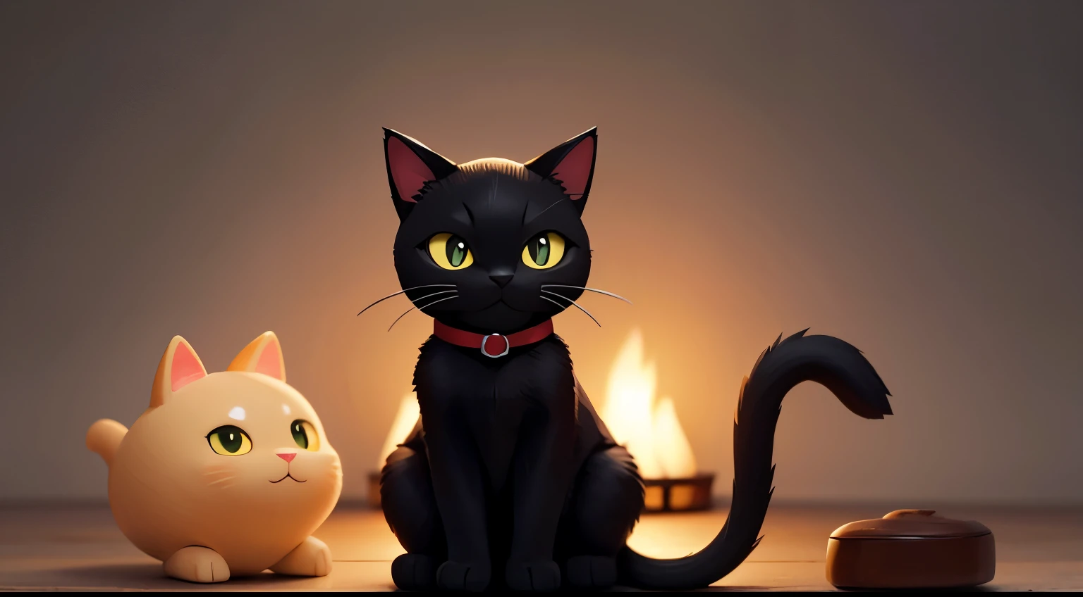 Personify the black cat above,adolable,
