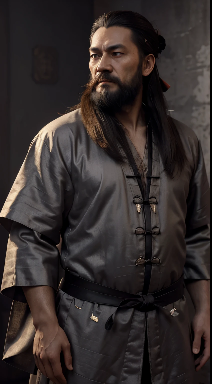 (a wise man, philosopher, teacher), (traditional chinese clothing, robe, long beard), [handsome], ancient, (cultural icon), [calm demeanor], [wise expression], (3D rendering), [monochrome], [soft lighting], [classic painting], (best quality, highres), [subtle brushstrokes], [detailed textures], (portrait, character study)