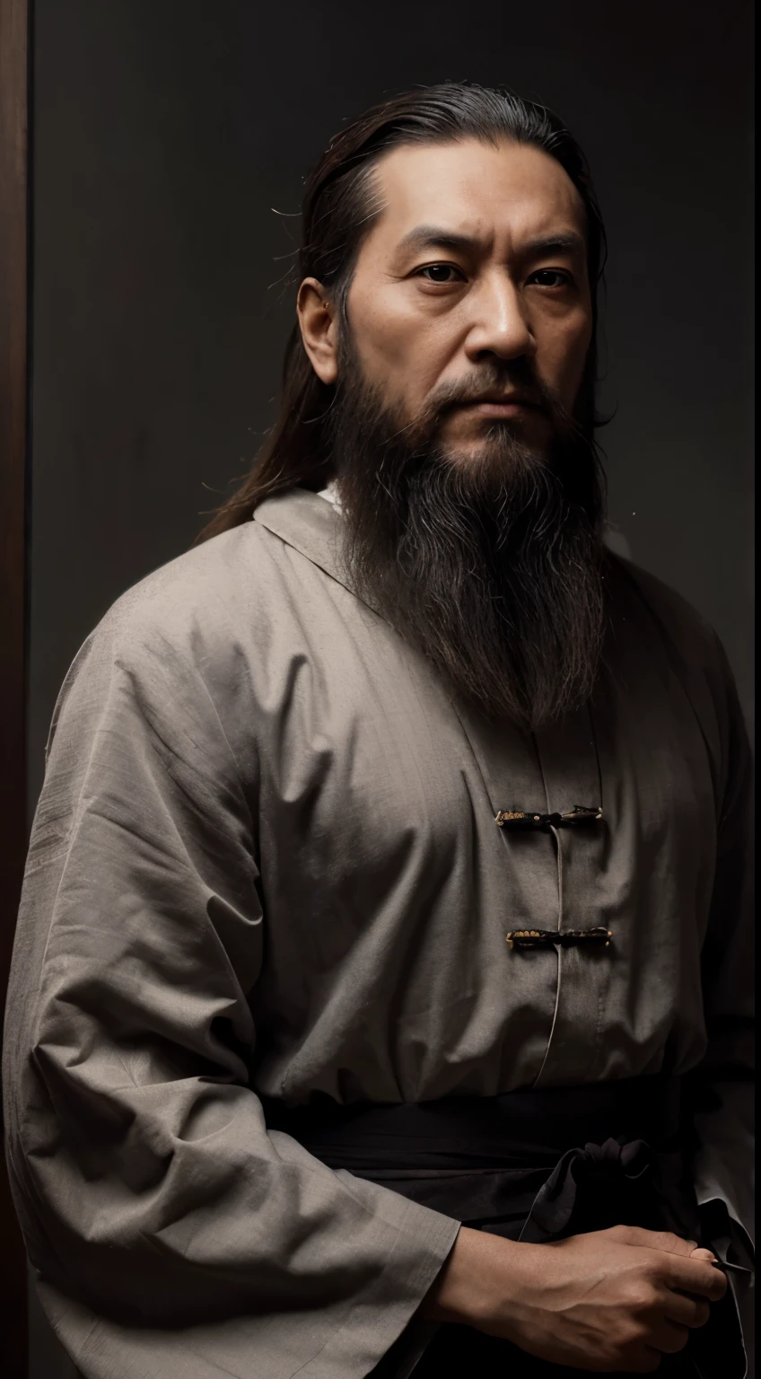 (a wise man, philosopher, teacher), (traditional chinese clothing, robe, long beard), [handsome], ancient, (cultural icon), [calm demeanor], [wise expression], (3D rendering), [monochrome], [soft lighting], [classic painting], (best quality, highres), [subtle brushstrokes], [detailed textures], (portrait, character study)