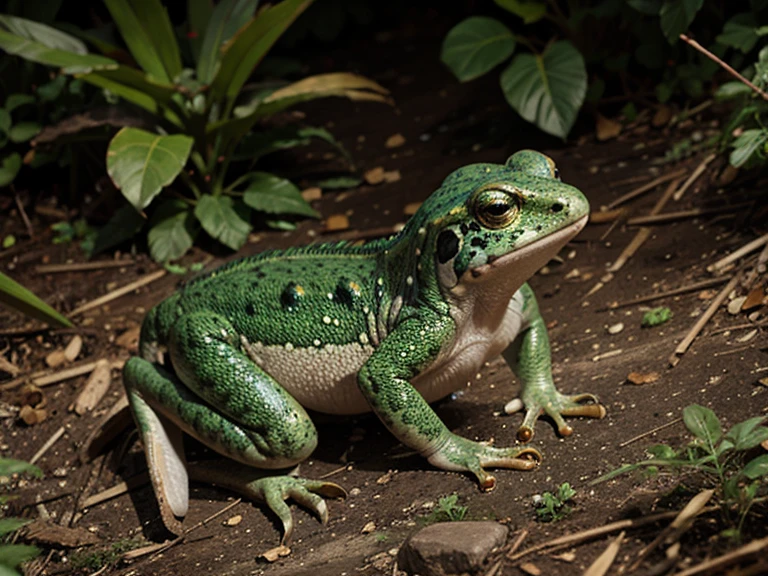 colorful amphibian in vegetation