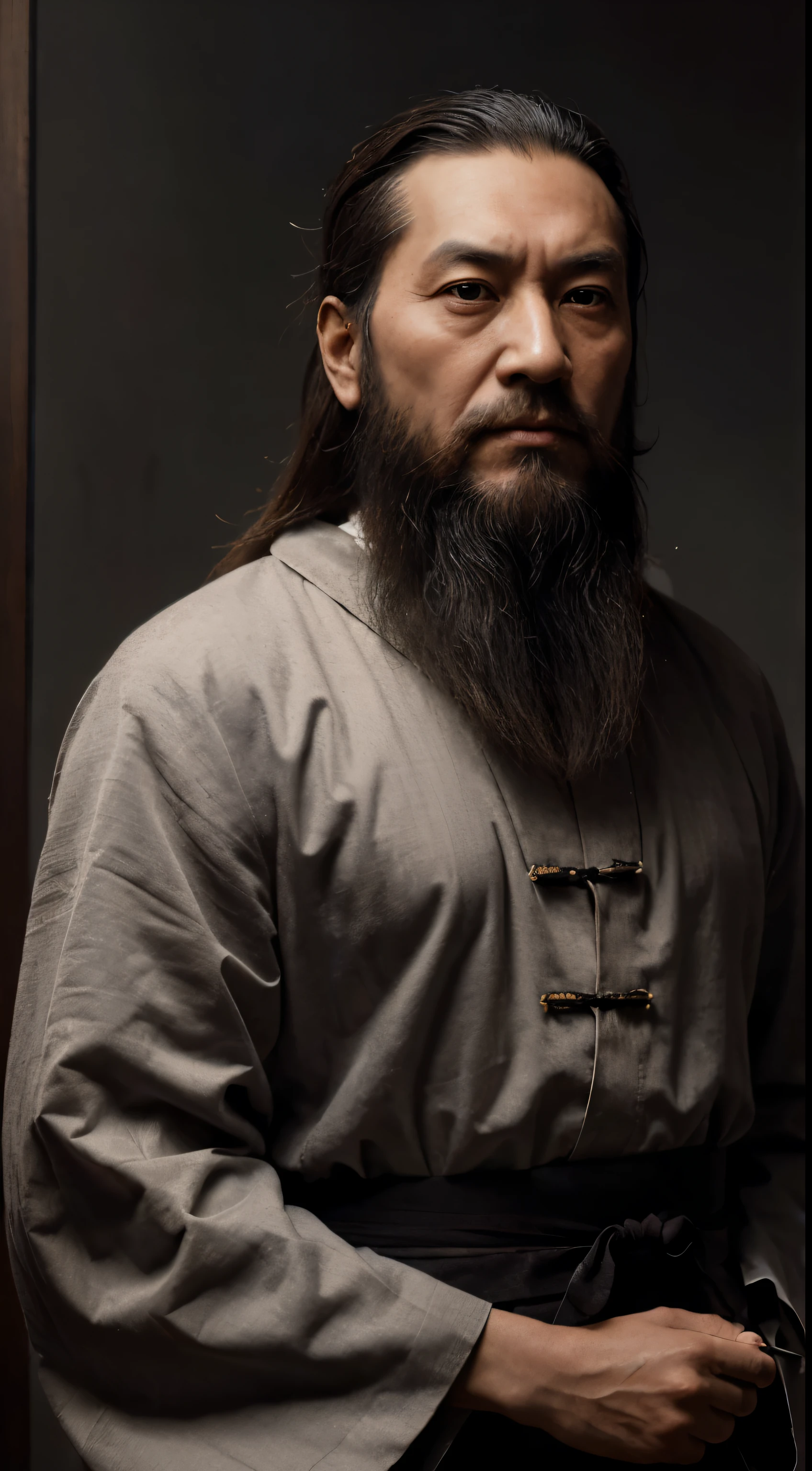 (a wise man, philosopher, teacher), (traditional chinese clothing, robe, long beard), [handsome], ancient, (cultural icon), [calm demeanor], [wise expression], (3D rendering), [monochrome], [soft lighting], [classic painting], (best quality, highres), [subtle brushstrokes], [detailed textures], (portrait, character study)
