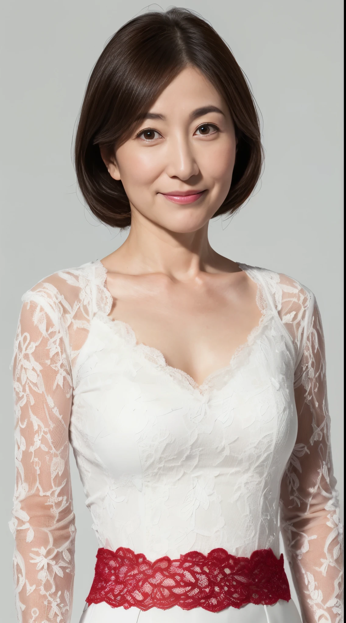 advanced age, pure white background, gravure, facing front, ((The whole head fits on the screen)), red-lips, Fancy makeup, from the chest up, masutepiece, Best Quality, Ultra-detailed, Photorealistic, Ultra-detailed細なスキン, Perfect ???????, (1 japanese mature woman), (Solo), 95 years old, huge udder, Mature Woman Politician, glamor, A sexy, Chromo-white skin, Looking at Viewer,