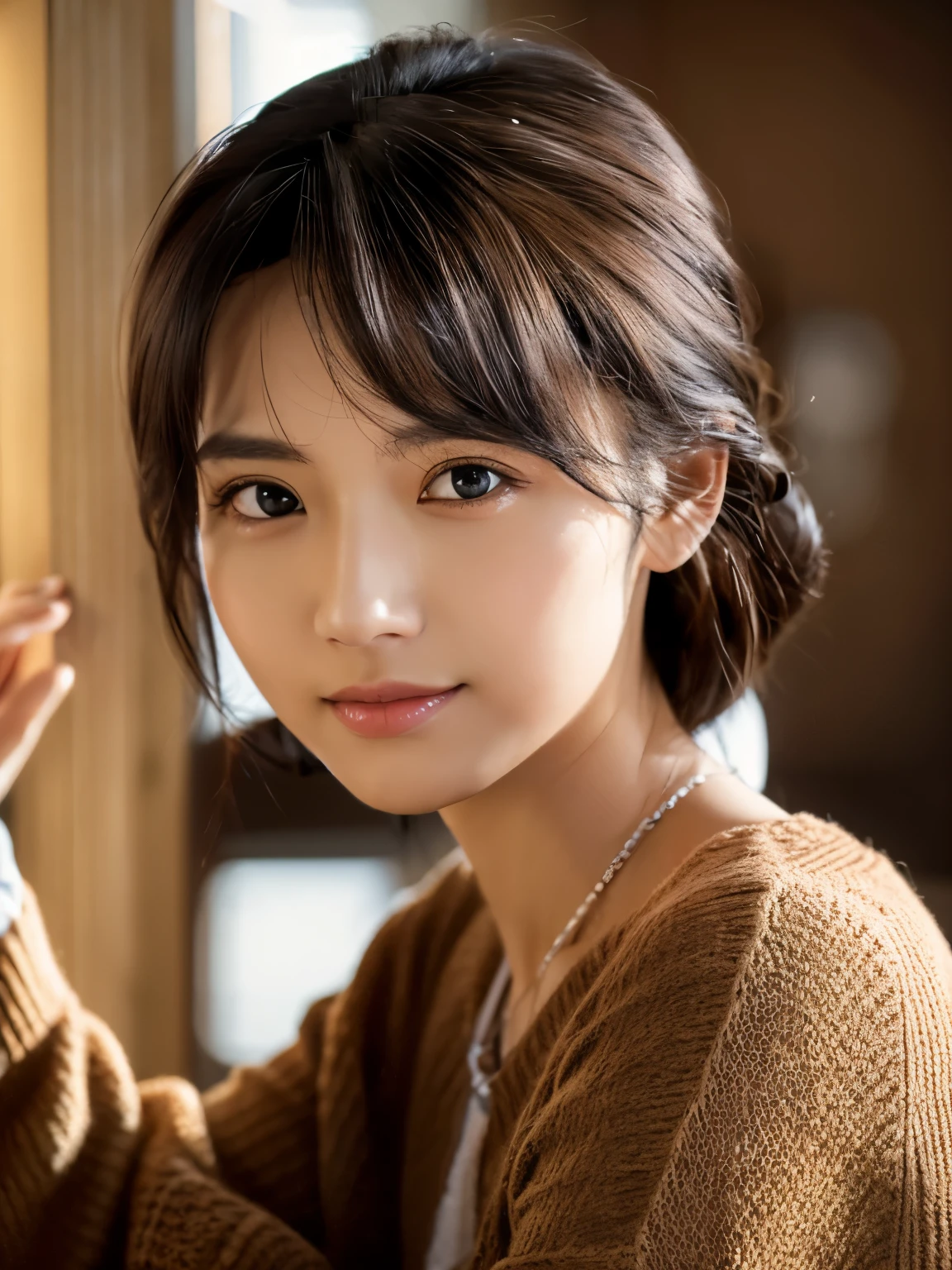 masutepiece, masutepiece, of the highest quality, Best Quality, Realistic, Unity, 8K Wallpaper, Official art, very detailed CG Unity 8K Wallpaper, (Realistic: 1.4), Super Detail, High resolution, Super Detail, amazing, Fine detail , Film Lighting, (brown|Black hair:1.4), Medium Hair, (Reality Skin:1.2), (light brown skin:1.2), Beautiful details, Eyes and face are very detailed, Beautiful eye details, Huge file size, ultra detailed and beautiful, Dark eyes, Model Shot Style,