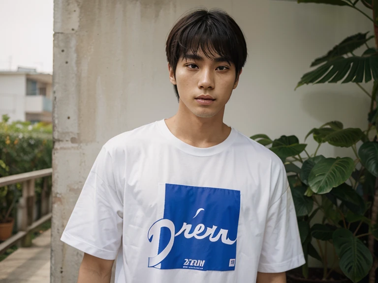 homem coreano 20 anos camiseta branca