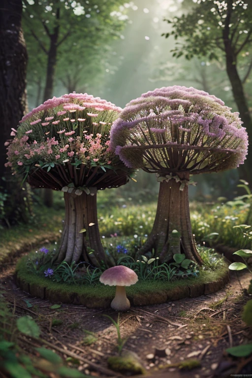 masterpiece, best quality, high quality,extremely detailed CG unity 8k wallpaper, An enchanting and dreamy scene of a fantasy forest, with towering trees, glowing mushrooms, and hidden fairy glens, creating a sense of mystique and enchantment, artstation, digital illustration, intricate, trending, pastel colors, oil paiting, award winning photography, Bokeh, Depth of Field, HDR, bloom, Chromatic Aberration ,Photorealistic,extremely detailed, trending on artstation, trending on CGsociety, Intricate, High Detail, dramatic, art by midjourney