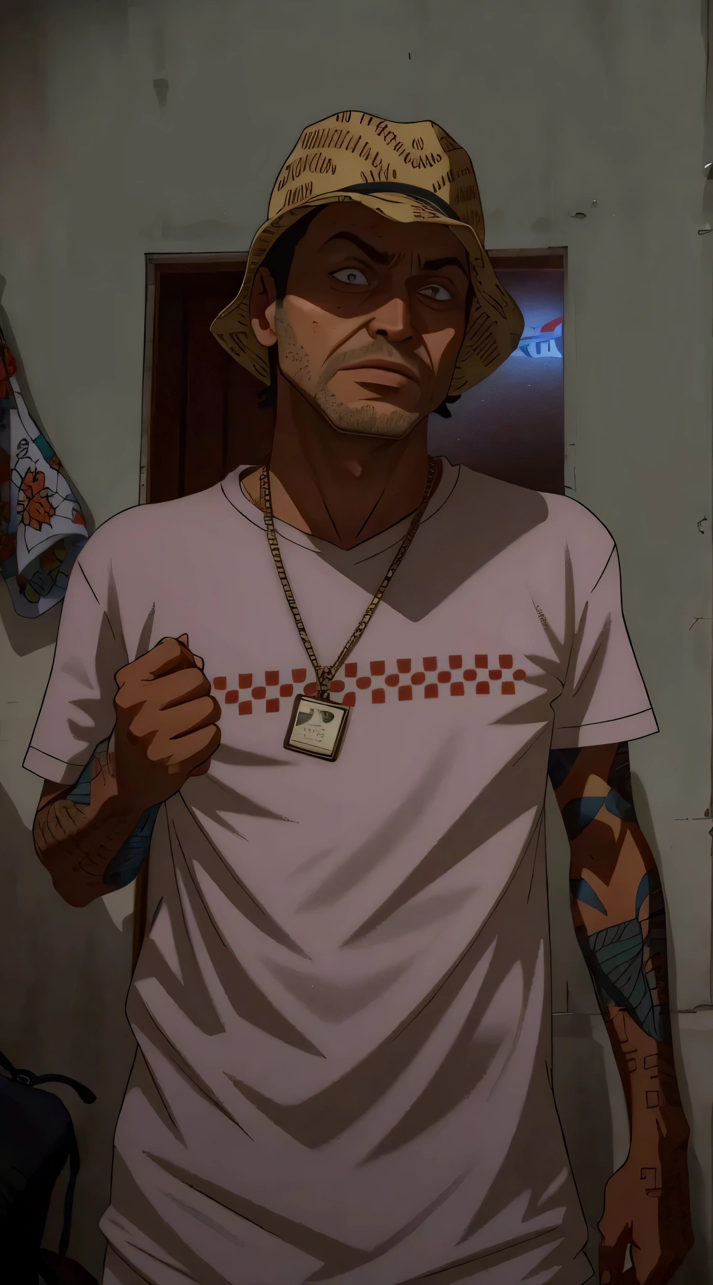 como personagem GTA5, cinematic composition, em frente a uma cidade, Shaders, bright cinematic lighting, Contraste suave, GTA5 tela de carregamento, gta arte, papel de parede 4K, papel de parede 4k, hq 4k papel de parede, gta artee da tela de carregamento, sitting on a railing in front of a river, rio ao fundo, imagem vazada, Huang Longo Ly, ramil sunga, Thawan Duchanee, vestindo um pescador 🧥, standing next to water, Em estilo de Lam Manh, foto de perfil, ungina real, PRESERVAR FOTO ORIGINAL