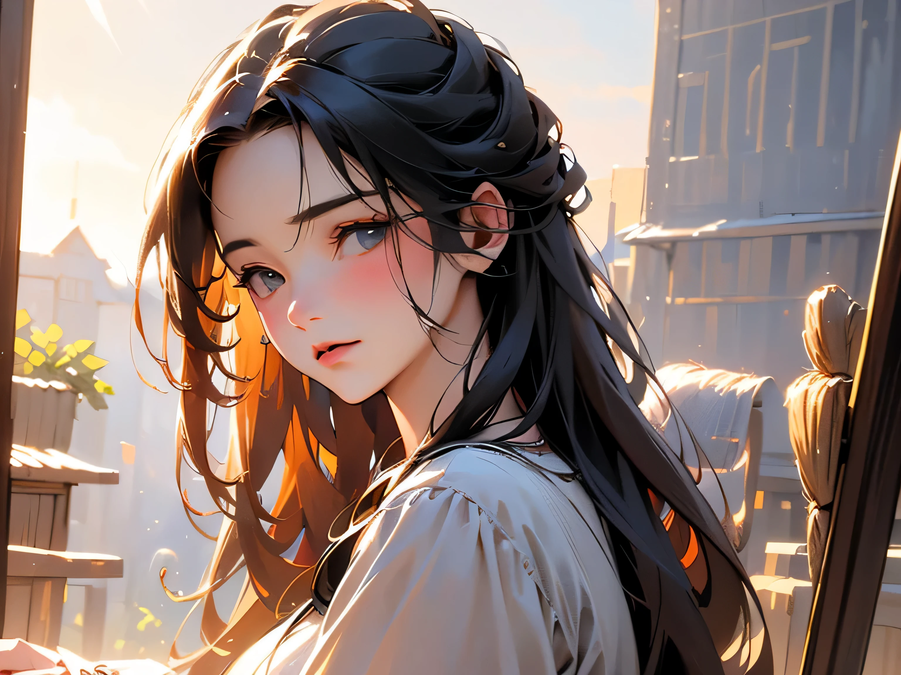 (best quality,4k,8k,highres,masterpiece:1.2),ultra-detailed,(realistic,photorealistic,photo-realistic:1.37),Farmer woman,1980,book cover,beautiful detailed eyes,beautiful detailed lips,extremely detailed eyes and face,long eyelashes,vintage style,traditional attire,faded colors,aged paper texture,rustic background,historical setting,soft natural lighting,gentle expression,peaceful atmosphere,grainy film aesthetic,thoughtful gaze,harvest season,agricultural tools,farmland,trees and crops,quiet countryside,authentic portrayal,retro vibes,classic novel illustration,golden hour lighting,feminine charm,farming work,hardworking woman,serene ambiance,storybook-like scene,distinctive facial features,farmhouse,old-fashioned appeal,characterful appearance,wisdom and strength,nostalgic vibe,caring personality,detailed hair strands,vibrant color palette,faithful depiction,emotional connection.