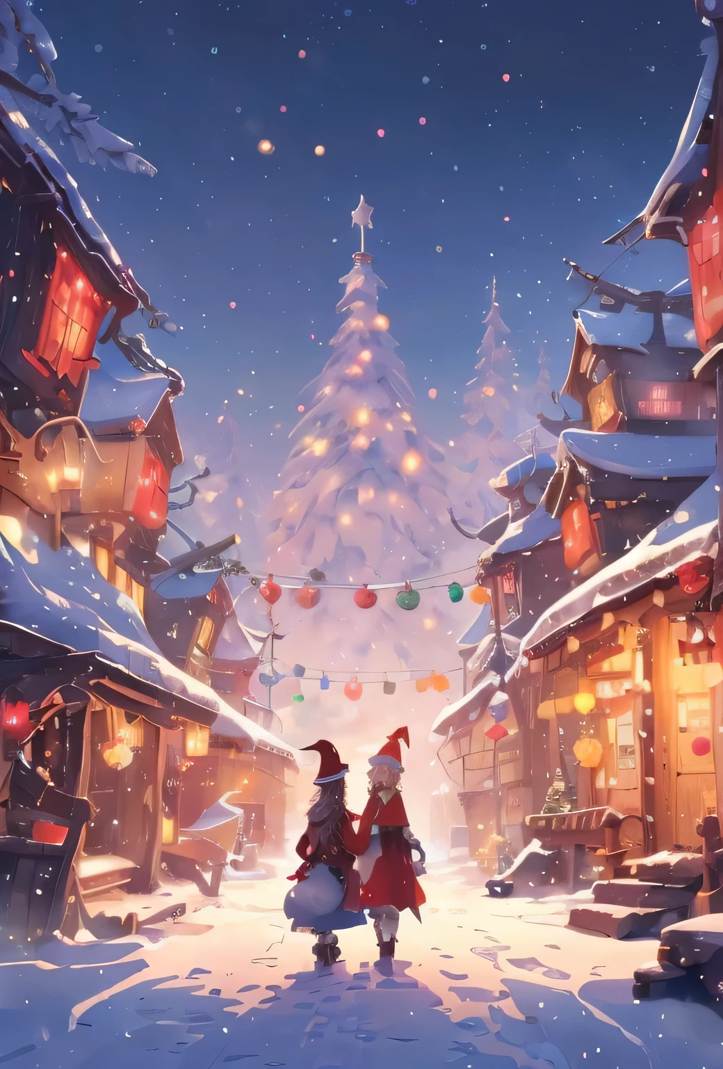 *of the image*: amazing scenery, Snowy plateau,Charming Village,Colorful lights.Doi, tiny faeries , Build a huge snowman, sun glasses,Pirate hat....