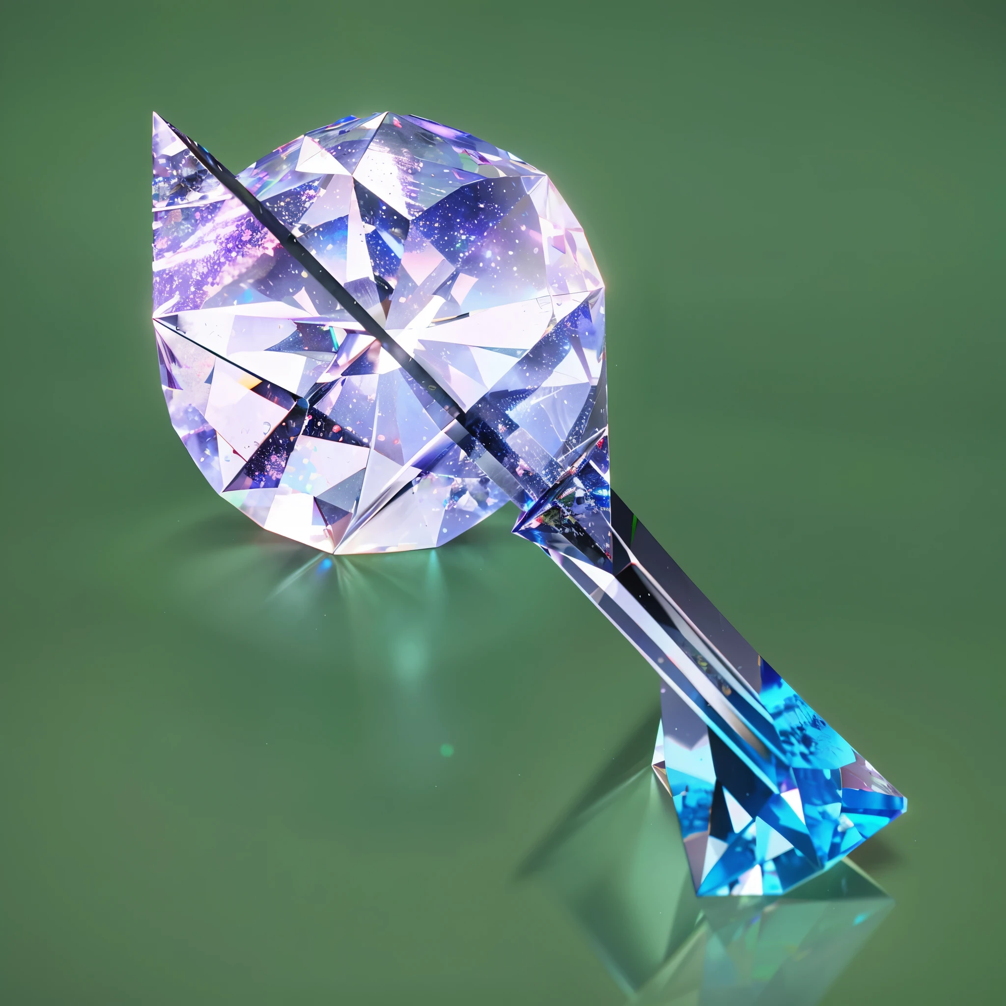 There is a crystal key,3D rendering,OC renderer,key in center of image, refractive crystal, k hd,high qulity,8k