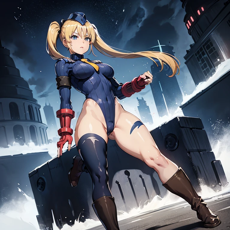 ultra-detailed, Explicit, Beautiful body, Beautiful Nose, Beautiful character design, perfect eyes, perfect face, ultra highres, 4K, beautiful legs, perfect legs, Nice hands, Perfect hand, Masterpiece, Best Quality, Highly detailed, illustration, absurdres, street fighter, doll suit, shadaloo doll, dollsuit, girls, multiple girls, expressionless, blank eyes, looking at viewer, red gloves, emotionless, black latex, corrution, mind control, female combatant, full body, hypnotized, unhappy trance, full body suit, ribbed bodysuit, obey, perfect female body, extremely glossy latex, hypnosis, hypnoLora, empty eyes, Mind control device, poses, brainwashed, submissive_pose, Slave, hat, necktie, belt, latex, garter belt, thighhighs, stand up straight, standing, standing at attention, fighting stance, Battle Girl High School, kogami kanon, blonde hair, twin tail, blue eyes