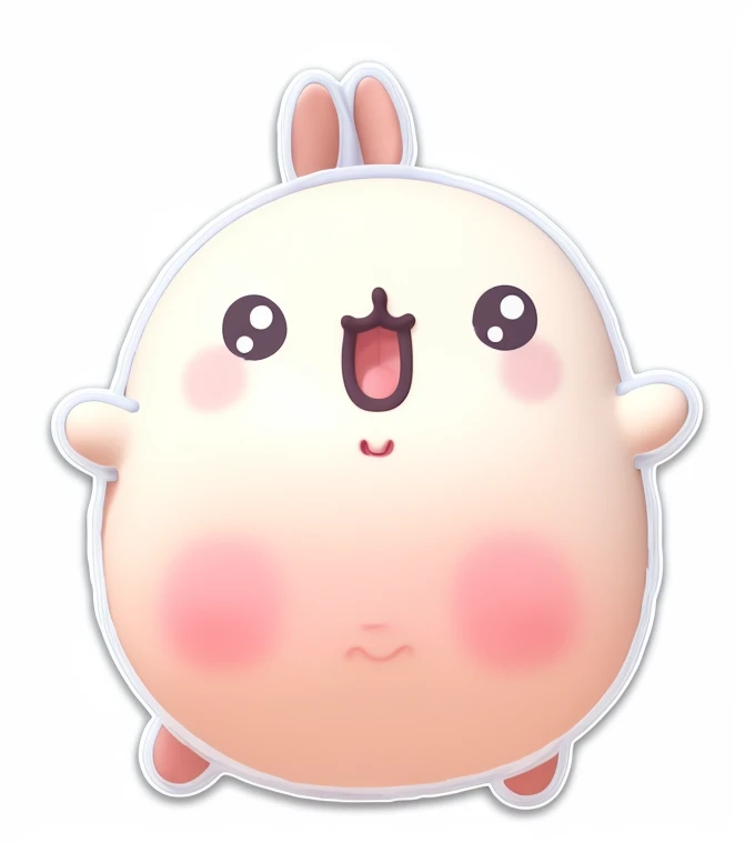 a close up of a cartoon character with a ben lony on it's head, with round cheeks, ben lo ), kawaii, Umaru-chan, Round face, kawaii cutest sticker ever, ใบหน้าkawaiiกลม, cute anthropomorphic ben lony, มีRound face, rabbit face only, Note Note, ตัวละครที่kawaii, Pudchi, round cheeks, Squish Mallows