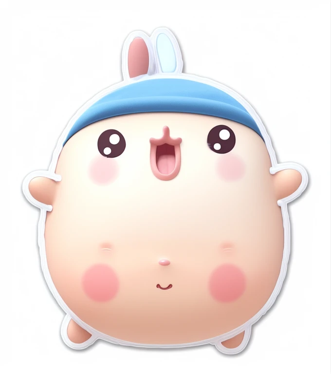 a close up of a cartoon character with a ben lony on it's head, with round cheeks, ben lo ), kawaii, Umaru-chan, Round face, kawaii cutest sticker ever, ใบหน้าkawaiiกลม, cute anthropomorphic ben lony, มีRound face, rabbit face only, Note Note, ตัวละครที่kawaii, Pudchi, round cheeks, Squish Mallows