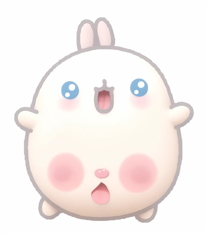 a close up of a cartoon character with a ben lony on it's head, with round cheeks, ben lo ), kawaii, Umaru-chan, Round face, kawaii cutest sticker ever, ใบหน้าkawaiiกลม, cute anthropomorphic ben lony, มีRound face, rabbit face only, Note Note, ตัวละครที่kawaii, Pudchi, round cheeks, Squish Mallows