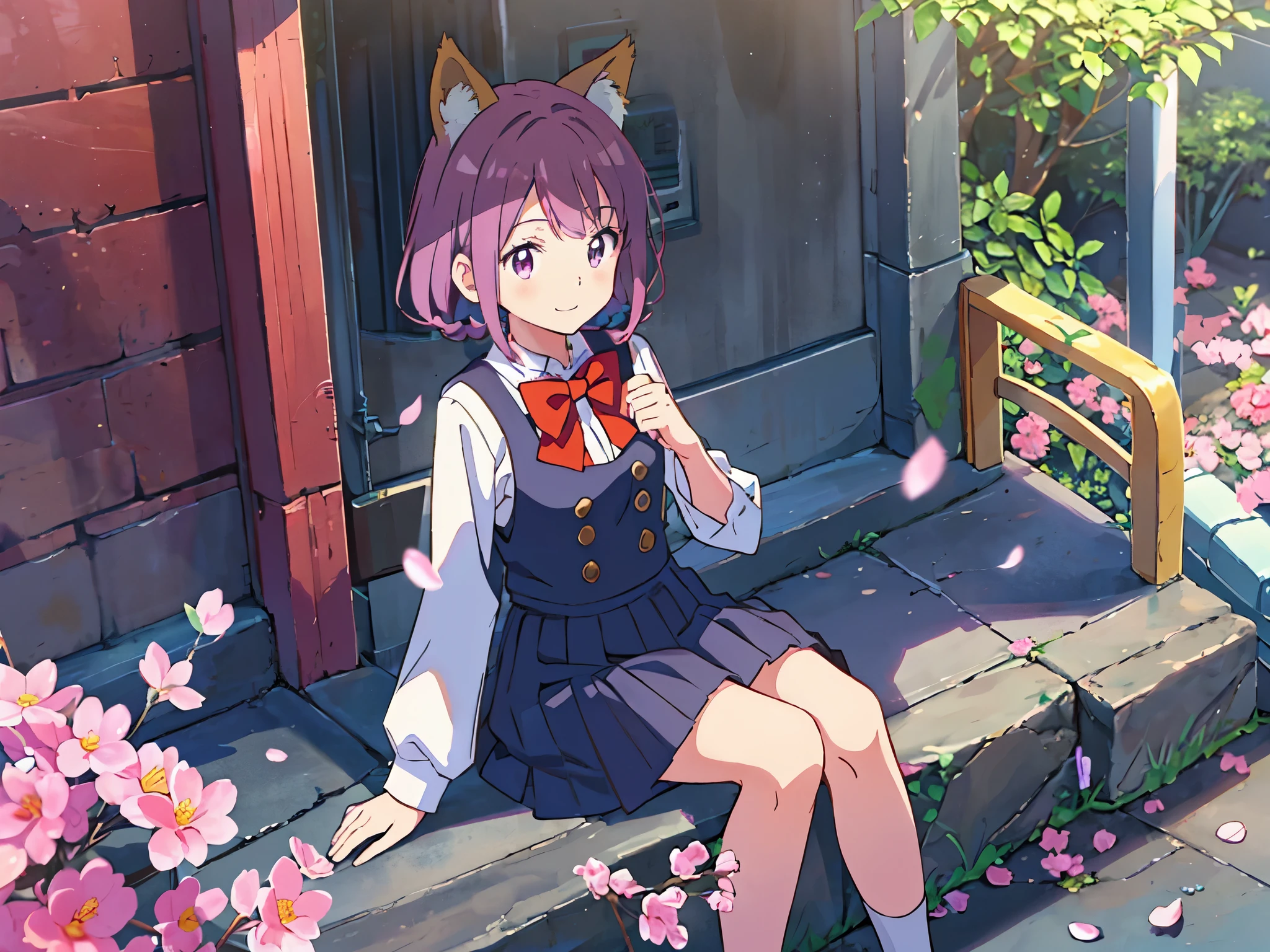 animemanga girl, pixiv, loli in dress, Anime loli, cute anime, cute anime girl, small curvaceous loli, Anime visuals of a cute girl, cute anime, Anime cute art style, cute anime style,1个Giant Breast Girl,extremely detremely detailed CG,8k wallpaper,bluntbangit girl)),12year old,being thinbeing thin的乐高耳朵,orange color hair,Eyebroweing thin,ssmile,lilac purple hair,fox ear,Tie twisted braids behind your ears,Short hair details,Qi bangs,ssmile,