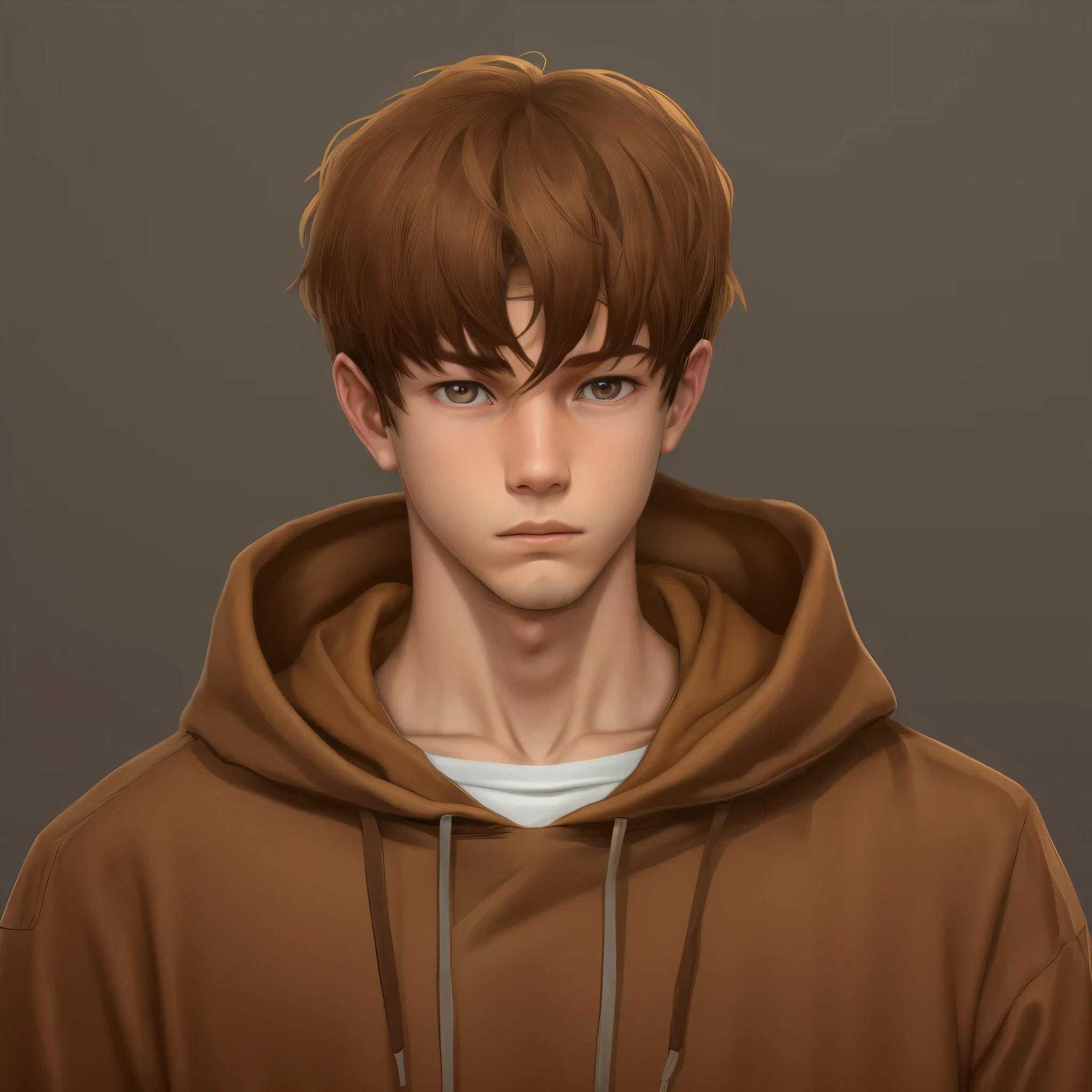 boy wearing brown hoodie