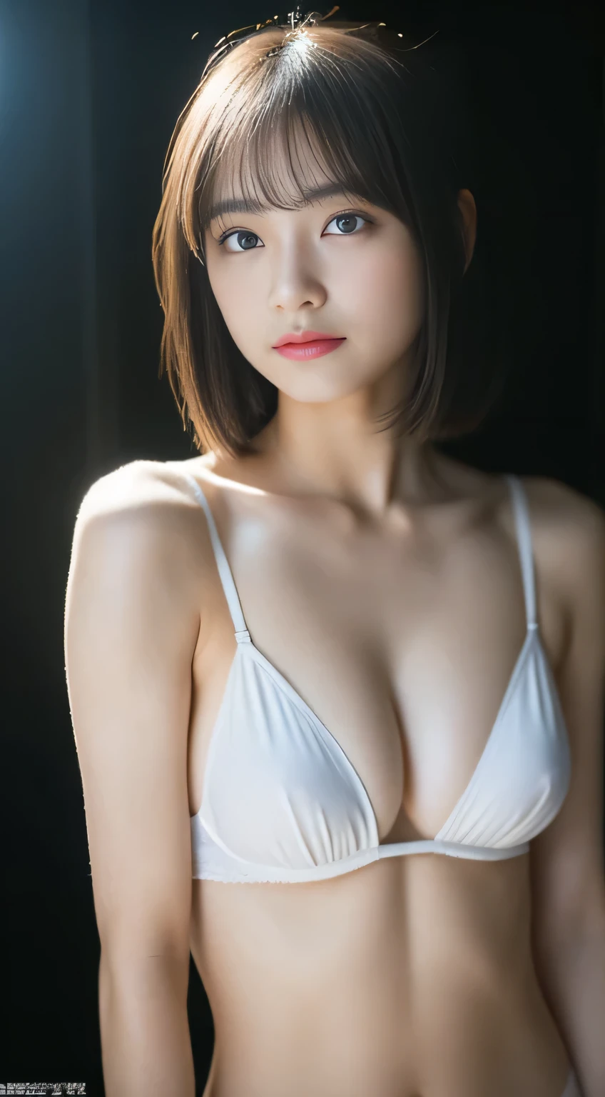 (((32k,high detal,high-detail、masterpiece,Attention to detail,full body Esbian,独奏))),Raw photo & realistic atmosphere,beautiful dark blue eyes,Detailed mouth,Glossy lips,Detailed eyebrows,Eyes drawn in detail with soft white skin that shines with every detail、azure eyes,とてもBeautifulな瞳,Detailed lips、Very beautiful face,Very well-formed face、Lifelike face,shiny beautiful lips, Realistic Young Gravure Idol, very beautif, ,Moderately beautiful, Young gravure idols, Young Gravure Idol, Beautiful, Cute and sexy18years old,the whole body is wet,dripped out,with a flushed face,Incredibly beautiful18years oldの女児,short-cut,Brown shiny hair,Hair is wet,Dripping water,教室で広げられたdripped outような形の脚,ーナ美しい18years old,1.7),(Beautiful fece,Looking at the camera:1.6),(,darkness,Very dark,A pitch-black classroom with no lights on,Illuminate the subject with a flashlight,spot light:1.6),(A sexy,well-shaped breasts,,Mature body, I'm anxious and about to cry,Moist eyes,cold smile,glareing,The glaring face is also beautiful:1.5)、white seductive panties、white seductive bra