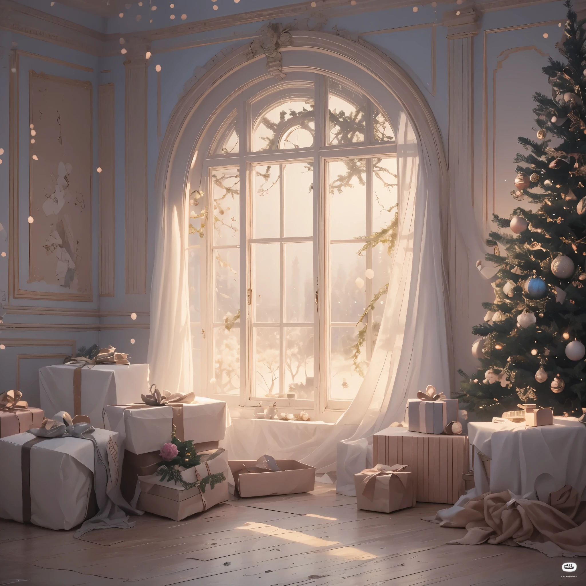 shabby chic christmas paper, hyper realistic, intricate detail, painting, illustration