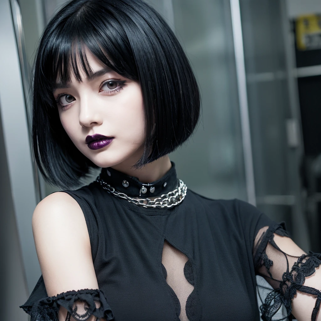 Goth girl with short black hair