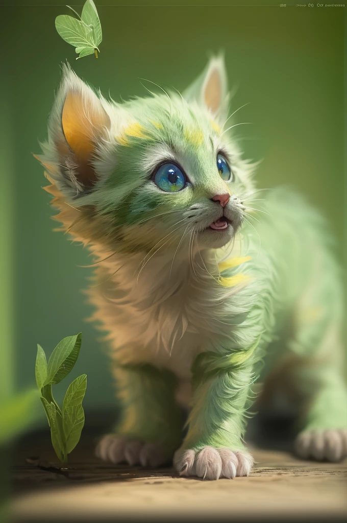 Grainy, Extremely Detailed, Intricate Details, Dynamic Lighting, Photorealistic, Film, Daylighting, m0nst3rfy3, Cute Kitten, Playing with Moth